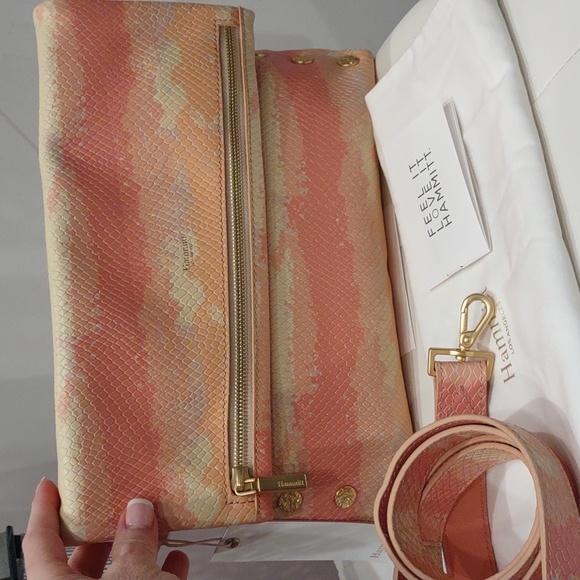 VIP Large Pink Peach Gold Himalayan Snake Hammitt Clutch Crossbody Purse NEW - Picture 6 of 8